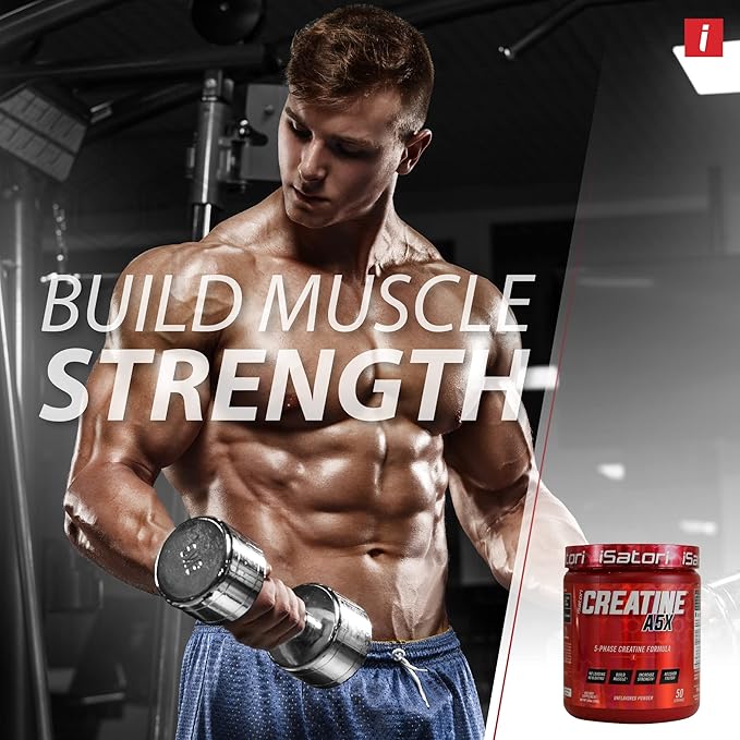 iSatori Creatine A5X, 5 Phase Creatine Powder with Creatine Monohydrate & Betaine Anhydrous, Stim-Free Pre Workout Muscle Builder & Post Workout Recovery Powder, Unflavored (50 Servings)
