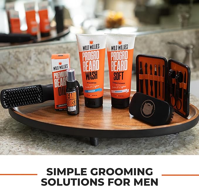 Wild Willies Beard Boost Serum and Growth Supplement Kit for Thicker and Fuller Beard for Beard Enthusiasts, Unscented, 31 Day Supply of Vitamins, Made in USA, 1 fl oz