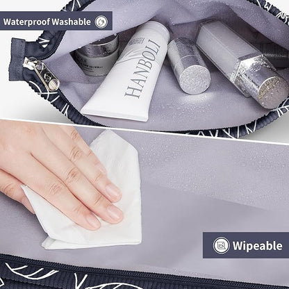 WLLWOO Makeup Bag-2pcs Smile Face Corduroy Cosmetic Bag Zipper Interior Waterproof Pencil Case Coin Purse Travel Toiletry Small Makeup Pouch For Women