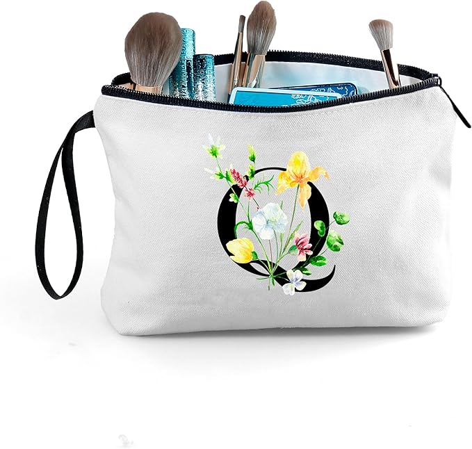 SEAMOON Women Birthday Unique Initial Funny Gifts for Teenage Girl Sister Friends Bridesmaid Personalized Travel Make up Cosmetic Bag with Mirror Valentines Mothers Day Christmas Graduation Q