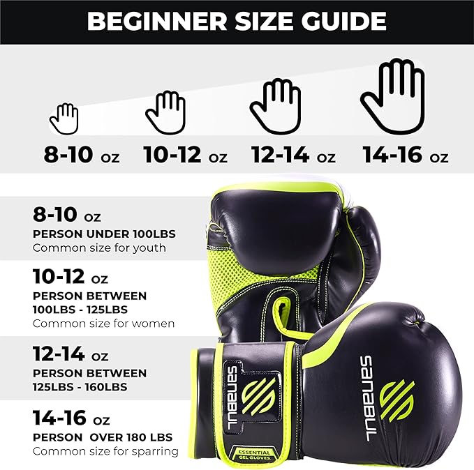 Sanabul Essential Gel Boxing Gloves for Men & Women, Kickboxing MMA, Muay Thai Gloves and Heavy Bag Training Punching & Sparring