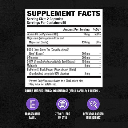 Jacked Factory Lean PM Night Time Fat Burner, Sleep Aid Supplement, & Appetite Suppressant for Men and Women - 120 Stimulant-Free Veggie Weight Loss Diet Pills