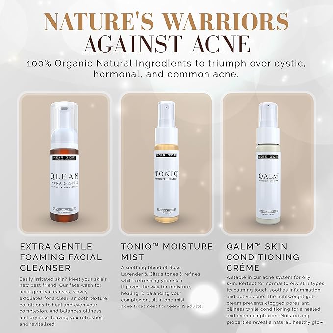 Noir D'or Acne Scar Treatment | Three-Step Extra Gentle Repair Set for Hyperpigmentation, Dark Spot Removal, and Breakouts | Face Skincare