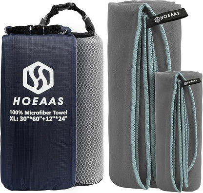 HOEAAS 2 Pack Microfiber Camping Towels