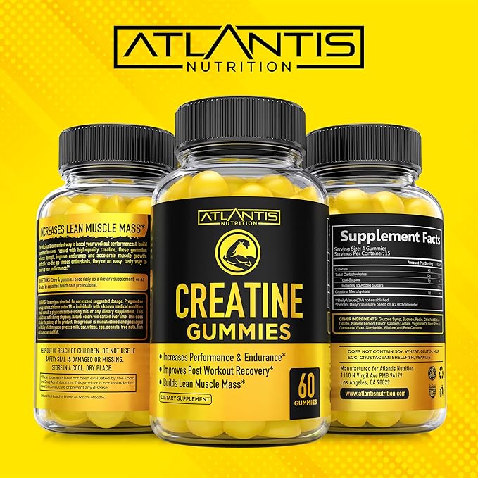 Creatine Monohydrate Gummies for Strength & Athletic Performance - 5g Creatine Per Serving - Creatine Chews to Build Muscle, Increase Performance & Improve Post Workout Recovery - 120 Creatine Gummies