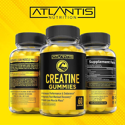 Creatine Monohydrate Gummies for Strength & Athletic Performance - 5g Creatine Per Serving - Creatine Chews to Build Muscle, for Performance & Post Workout Recovery - 60 Creatine Gummies for Women/Men