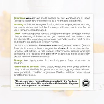 Pure Therapro Rx DIM 3+ | 60 Vegan Caps - 2 Month Supply | DIM, Curcumin & BioPerine, Supports Healthy Estrogen Metabolism in Men & Women, Antioxidant & Detoxification Support, Pharmaceutical Grade