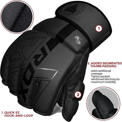 RDX MMA Gloves Grappling Sparring, Pre-Curved Mixed Martial Arts Mitts Men Women Boxing Gloves, Maya Hide Leather Kara Cage Fighting Workout, Combat Sports Training, Muay Thai, Punching Bag Kickboxing