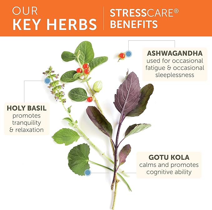 Himalaya StressCare Herbal Supplement, Supports Stress Relief, Energy Support, Relaxation, Occasional Sleeplessness, Ashwagandha, Holy Basil/Tulsi, Gotu Kola, Non-GMO, Vegetarian, 240 Capsules