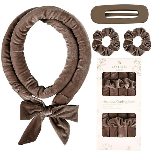 Yanibest Heatless Hair Curler, No Heat Hair Curlers to Sleep in, Overnight Satin Heatless Curling Set with Hair Scrunchies Clip, for All Hair types