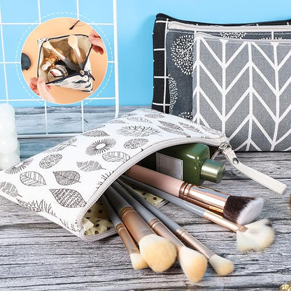 SUMAJU 8 Pcs Canvas Cosmetic Bag, Multi-function Travel Makeup Bag Cosmetic Pouch with Zipper Travel Toiletry Bag Small Makeup Pouch Christmas Gifts Stocking Stuffers for Women