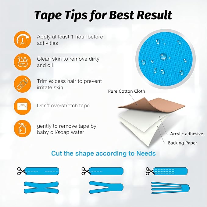 Kinesiology Tape Uncut -4 Pack,2 in x 66 ft | Waterproof Athletic Tape for Support Muscle Joint Knees, Sports| Pure Cotton Elastic Sports & Hypoallergenic Weightlifting K Tape Joints Pain Relief