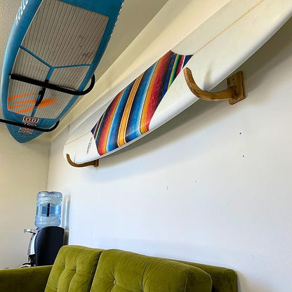 COR Surf Surfboard Wall Rack for Longboards and Shortboards | Beautiful Wood Wall Display Mount Works Indoor and Outdoor