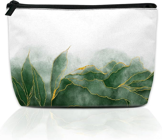 Ginkgo Leaves Elegant Floral Makeup Bag for Purse, Waterproof Funny Cosmetic Bag for Women, Zipper Travel Pouch Gift 9.5×5.9 Inch