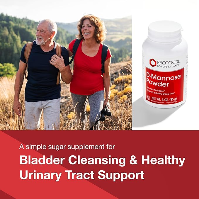 Protocol D-Mannose Powder - 2g per Serving - Bladder Cleanse - Support Healthy Urinary Tract* - for Men & Women - Kosher & Non-GMO - 3 oz