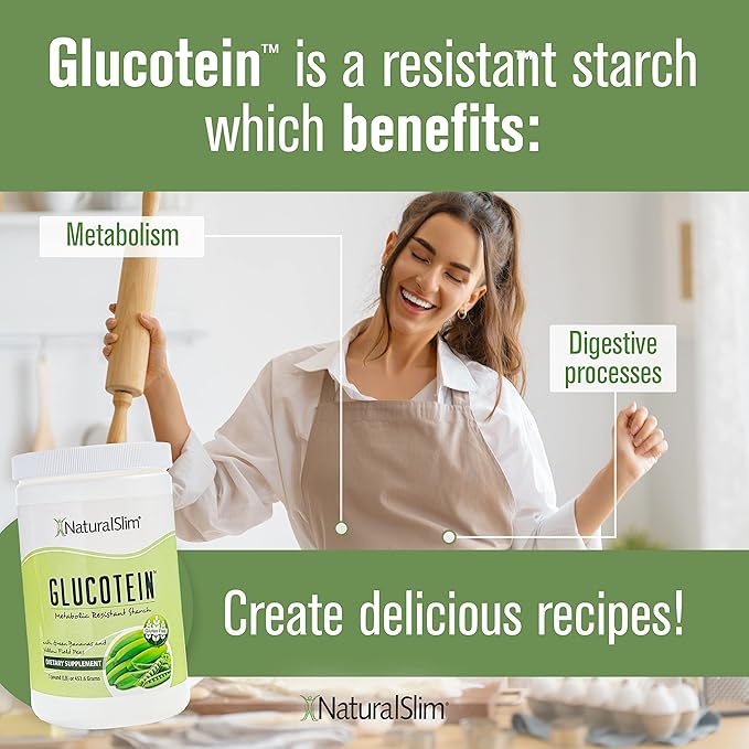 NaturalSlim Resistant Starch with Organic Green Banana Flour and Pea Starch Blend - Non-GMO & Gluten Free - Metabolism & Gut Health Support - 16 Servings