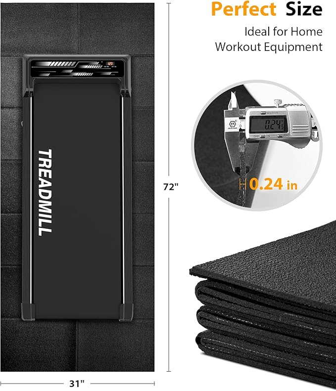 Foldable Rubber Treadmill Mat - Exercise Bike Mat