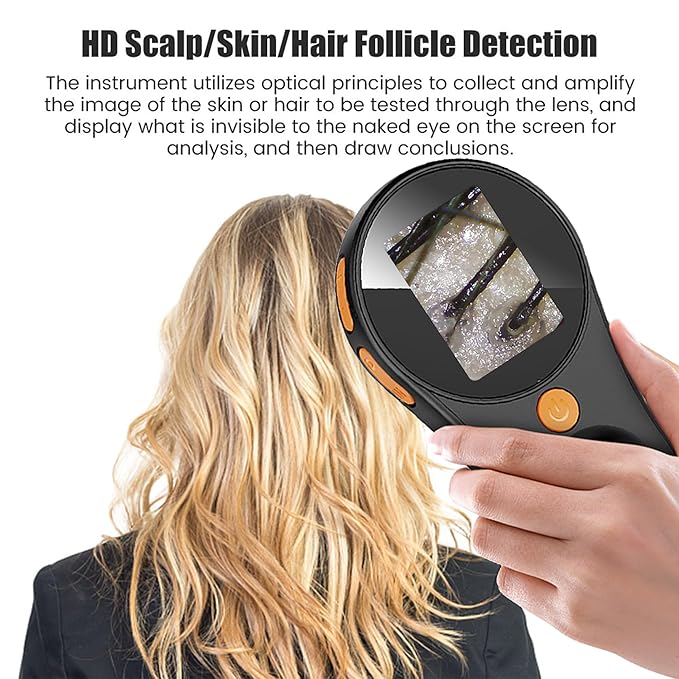 Handheld Dermatoscope Skin Analyzer Machine, Wireless Portable Digital Microscope with 1080P IPS Screen 8 LEDs, 500X Magnifier, for Scalp/Hair Trichomes Facial Skin Dermatoscope