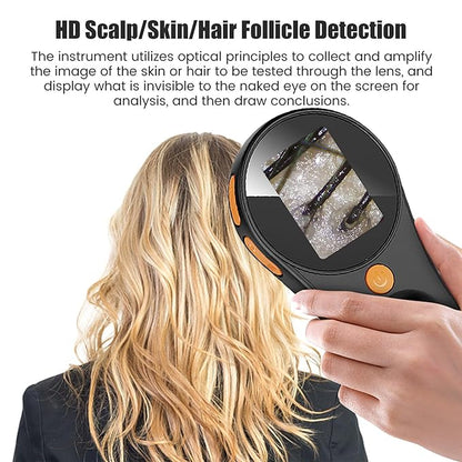 Handheld Dermatoscope Skin Analyzer Machine, Wireless Portable Digital Microscope with 1080P IPS Screen 8 LEDs, 500X Magnifier, for Scalp/Hair Trichomes Facial Skin Dermatoscope