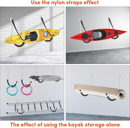 Kayak Storage,Kayak Wall Mount,Heavy Duty Steel Kayak Storage Rack Holds Up to 100 LBS with EVA Protector for Hanging Bicycle Surfboard Snowboard(6 Color,2 Style)