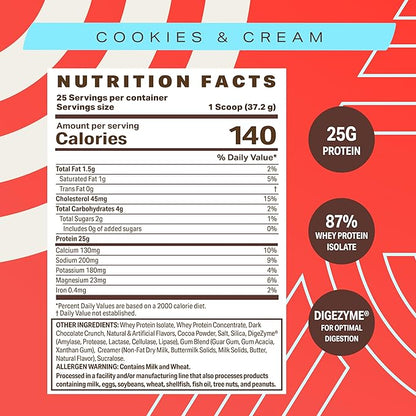 Podium Nutrition, Whey Protein Powder, Cookies & Cream, 25 Servings, 25g of Whey Protein Per Serving