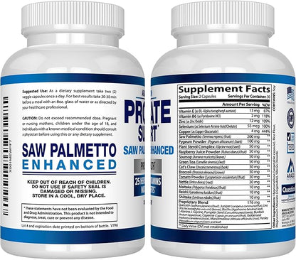 Arazo Nutrition Prostate Supplement - Saw Palmetto + 25 Herbs - Reduce Frequent Urination, Reduce Hair Loss, Support Stamina – Single Homeopathic Herbal Extract Health Supplements - Capsule or Pill