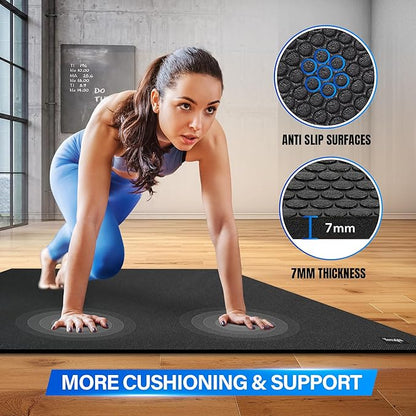 YES4ALL Large Exercise Mat for Home Gym, 6'x4'x7mm Thicker Foam Fitness Workout Mats, Gym Flooring for Cardio, Shoe-Friendly