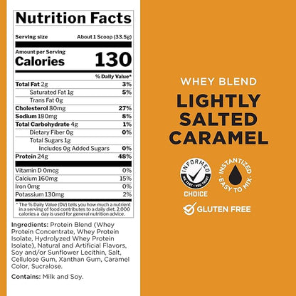 Rule One Proteins, R1 Whey Blend-Lightly Salted Caramel, 24g Fast-Acting Whey Protein Concentrates, Isolates, and Hydrolysates Per Serving, with Naturally Occurring EAAs and BCAAs, 5lbs