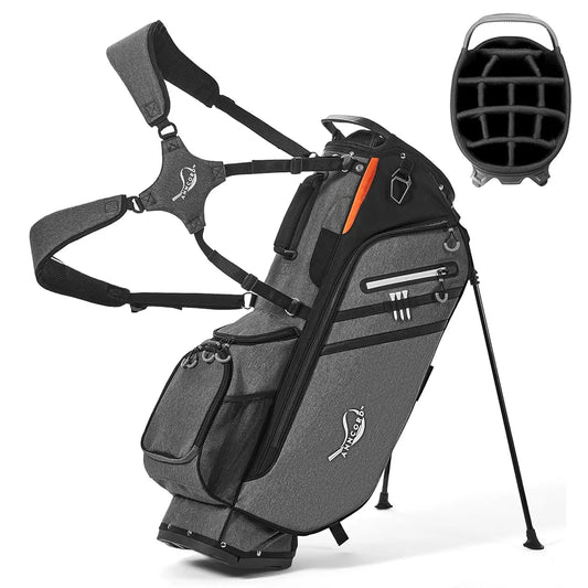 Golf Stand Bag 14 Way Top Dividers Full-Length with Stand, 7 Pockets, Lightweight Golf Bag for Men, Dual Strap, Rain Hood, Portable Golf Club Bag for Men Women
