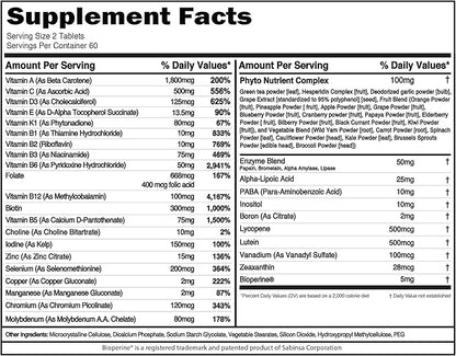 EVL Advanced Daily Multivitamin for Men - Men's Multivitamin with Essential Minerals Phytonutrient Complex and VitaMode Active Mens Vitamins for Energy with Lycopene for Muscle Bone and Immune Support