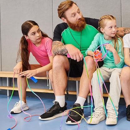Kids Jump Rope, Colorful Gradient Nylon Skipping Ropes for Children, 7.55FT Adjustable Length, Plastic Handles, Lightweight Jumping Ropes for Schools, Events, and Family Fun