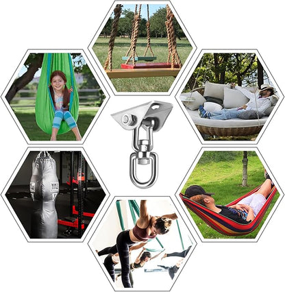 Hammock Hanging Kit,Hanging Chair Hardware 360°Rotating 1200 lb Capacity Hammock Hooks Heavy Duty,Hammock Chair Hanging Kit & Swing Ceiling Hook Snap for Hammock Chair Stand,Seat,Tree,Yoga,Gym(Silver)