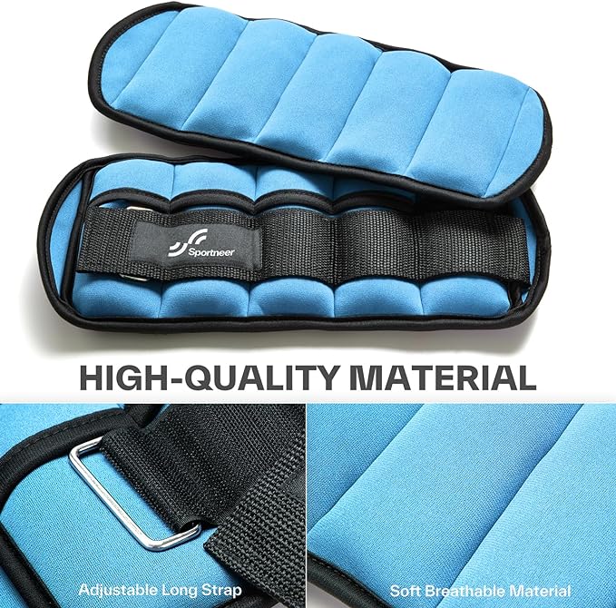 Sportneer Adjustable Ankle Weights for Women and Men 1 Pair 2 3 3 4 4 6 6 7 7 LBS