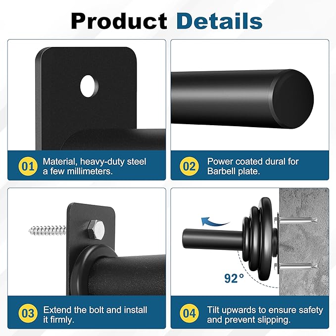 Weight Plate Holder, Wall Mounted Weight Rack Storage for Olympic Weight Plate,Home Gym Organizer