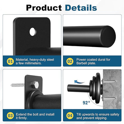 Weight Plate Holder, Wall Mounted Weight Rack Storage for Olympic Weight Plate,Home Gym Organizer