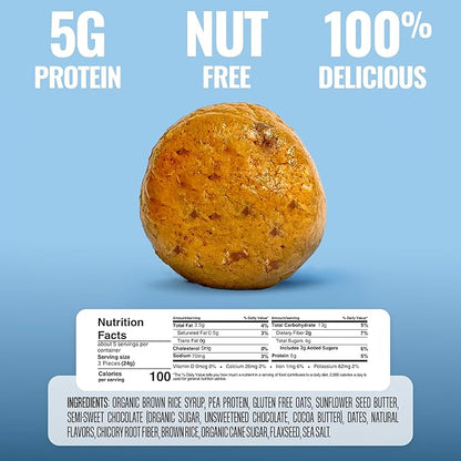 The Gluten Free Brothers Chocolate Chip Cookie Dough Nut Free Bites - Allergen Friendly, Gluten Free, Soy Free Protein Balls – Plant Based Vegan Non-GMO Snack Size Protein Energy Balls, 4 oz (6 Count)