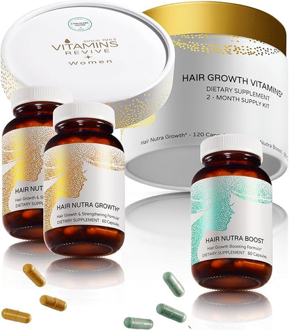 VITAMINS REVIVE Hair Supplement Hair Growth Vitamins for Women - USA Clinically Tested - Hair Loss Products for Thinning & Thickening - Female Hair Regrowth Treatment (2 Month Supply)