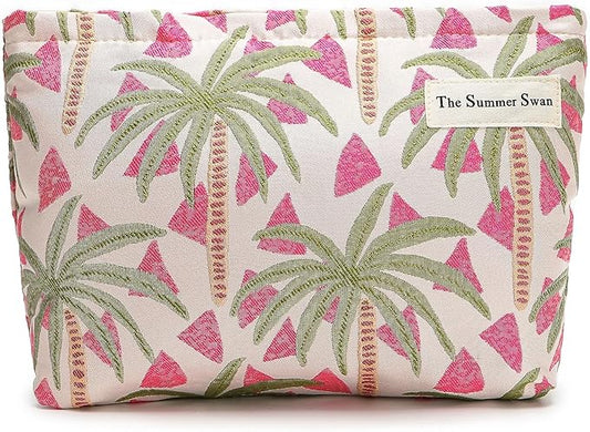 The Summer Swan | Large Aesthetic Makeup Bag | Floral Makeup Bag | Mid-day Clutch | Period Kit Bag | Hygiene Bag | Skincare Bag | Cute Makeup Bag
