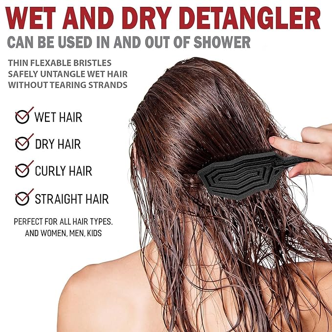 Fiora Naturals Hair Detangling Brush -100% Bio-Friendly Hair Detangler Brush w/Ultra-soft Bristles- Glide Through Tangles with Ease - For Curly, Fine, Women, Men, Kids, Toddlers, Wet and Dry Hair
