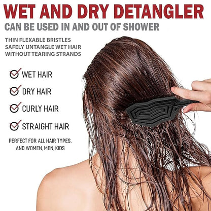 Fiora Naturals Hair Detangling Brush -100% Bio-Friendly Hair Detangler Brush w/Ultra-soft Bristles- Glide Through Tangles with Ease - For Curly, Fine, Women, Men, Kids, Toddlers, Wet and Dry Hair
