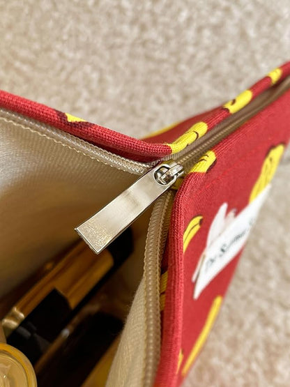 The Summer Swan Large Floral Mid-day Clutch Period Kit Hygiene Skincare Cute Makeup Bag (Banana Red)