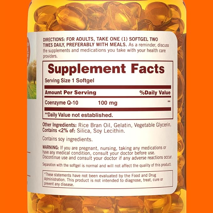 Sundown CoQ10 100mg Softgels, Supports Heart Health and Cellular Energy Production, 40 Count