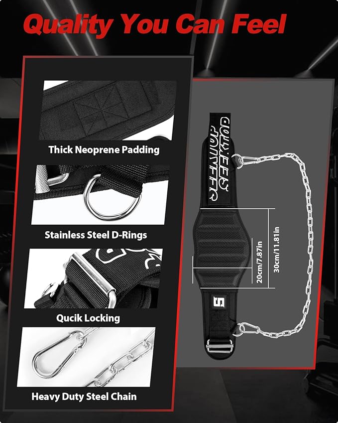 Seektop Dip Belt for Weightlifting - Quick Locking