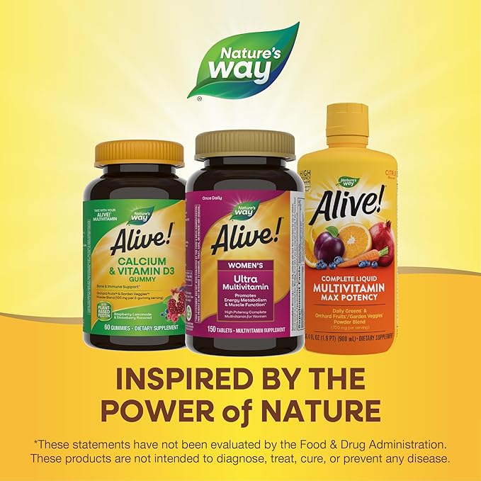 Nature's Way Alive! Women's Daily Ultra Multivitamin, High Potency Formula, Promotes Energy Metabolism and Muscle Function*, with Methylated B12, 150 Tablets (Packaging May Vary)