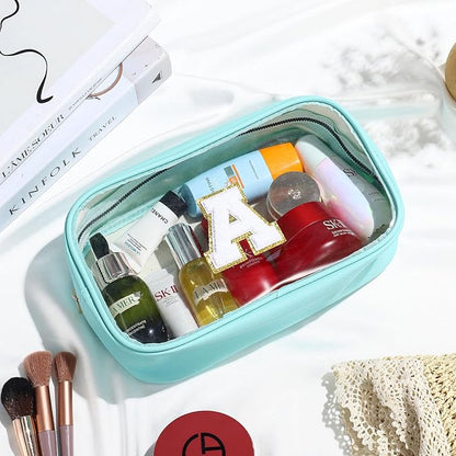 YOOLIFE Initial Travel Toiletry Bag, Clear Makeup Bag Preppy Cosmetic Bags Organizer Clear Makeup Bags With Zipper Teen Girlfriend Teacher Mom Birthday Daughter Gifts 11 Year Old Girl Gifts Blue Z