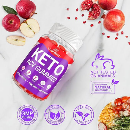 Keto ACV Gummies Keto Gummies Formulated with Pomegranate Beet Juice Powder B12 Vegan Non GMO 240 Gummies
