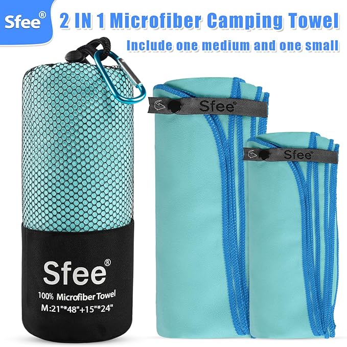Sfee 2 Pack Microfiber Travel Towel