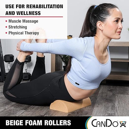 CanDo Beige PE Foam Rollers for Muscle Restoration 6" x 12" Half-Round