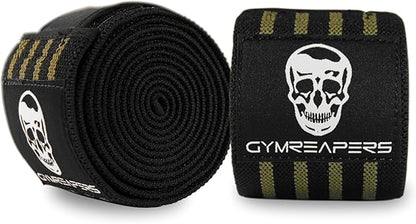 Gymreapers Knee Wraps for Squats and Powerlifting 72 Inch Compression Wraps with Strap for Men & Women Weightlifting Support