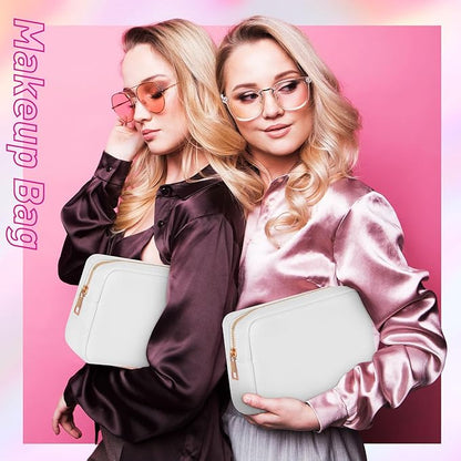 Sweetude 6 Pcs Nylon Makeup Bag Travel Nylon Pouch Zipper Cosmetic Bag for Purse Women Girls Organizer Makeup Pouch for Birthday Wedding Mother's Day Graduation Gifts(M,White)